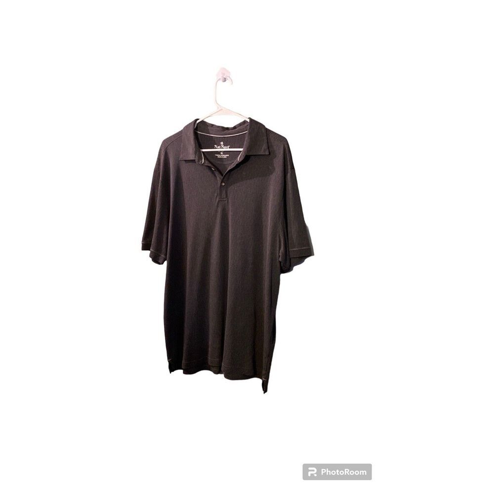 NAT NAST Luxury Originals Dark Gray Print Golf Polo Shirt Size XL